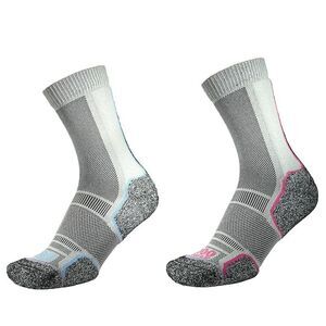 1000 Mile Womens/Ladies Trek Anatomical Recycled Socks (Pack of 2) / Silver/Blue